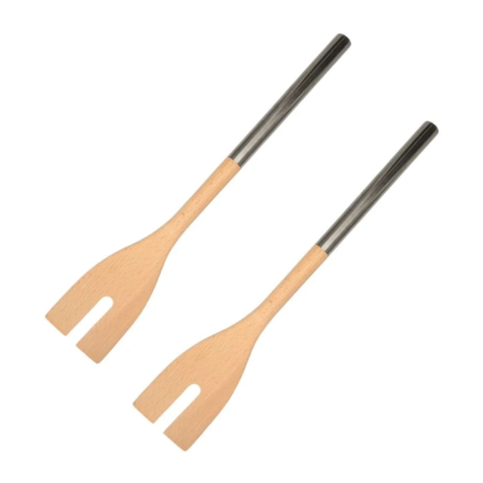 Set de 2 ustensiles de cuisine couverts à salade bois Fackelmann Boisselerie