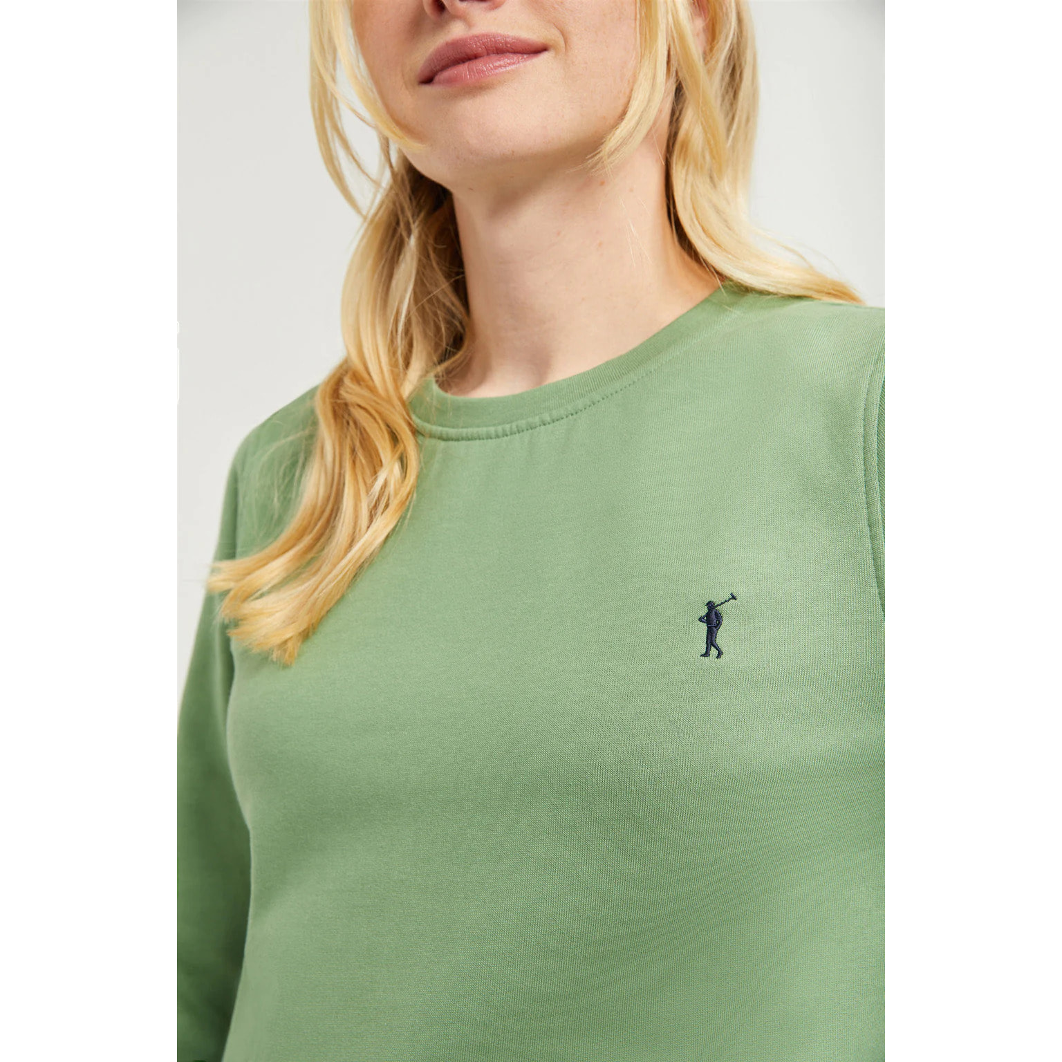 Sudadera básica verde lodo de cuello redondo y logo Rigby Go