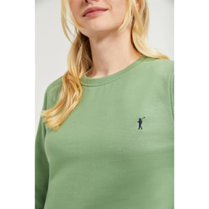 Sudadera básica verde lodo de cuello redondo y logo Rigby Go