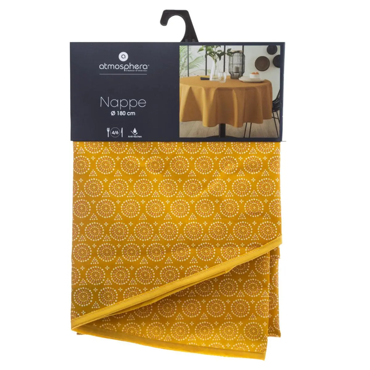 Nappe anti-tache "Etnik" - jaune ocre - D180 cm