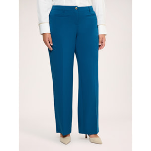 Fiorella Rubino - Pantaloni Wide Leg in tessuto stretch - Ottanio