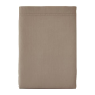 Drap plat uni en percale de coton, PREMIÈRE, Taupe