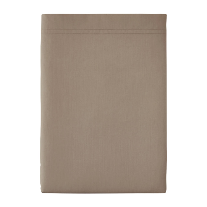 Drap plat uni en percale de coton, PREMIÈRE, Taupe