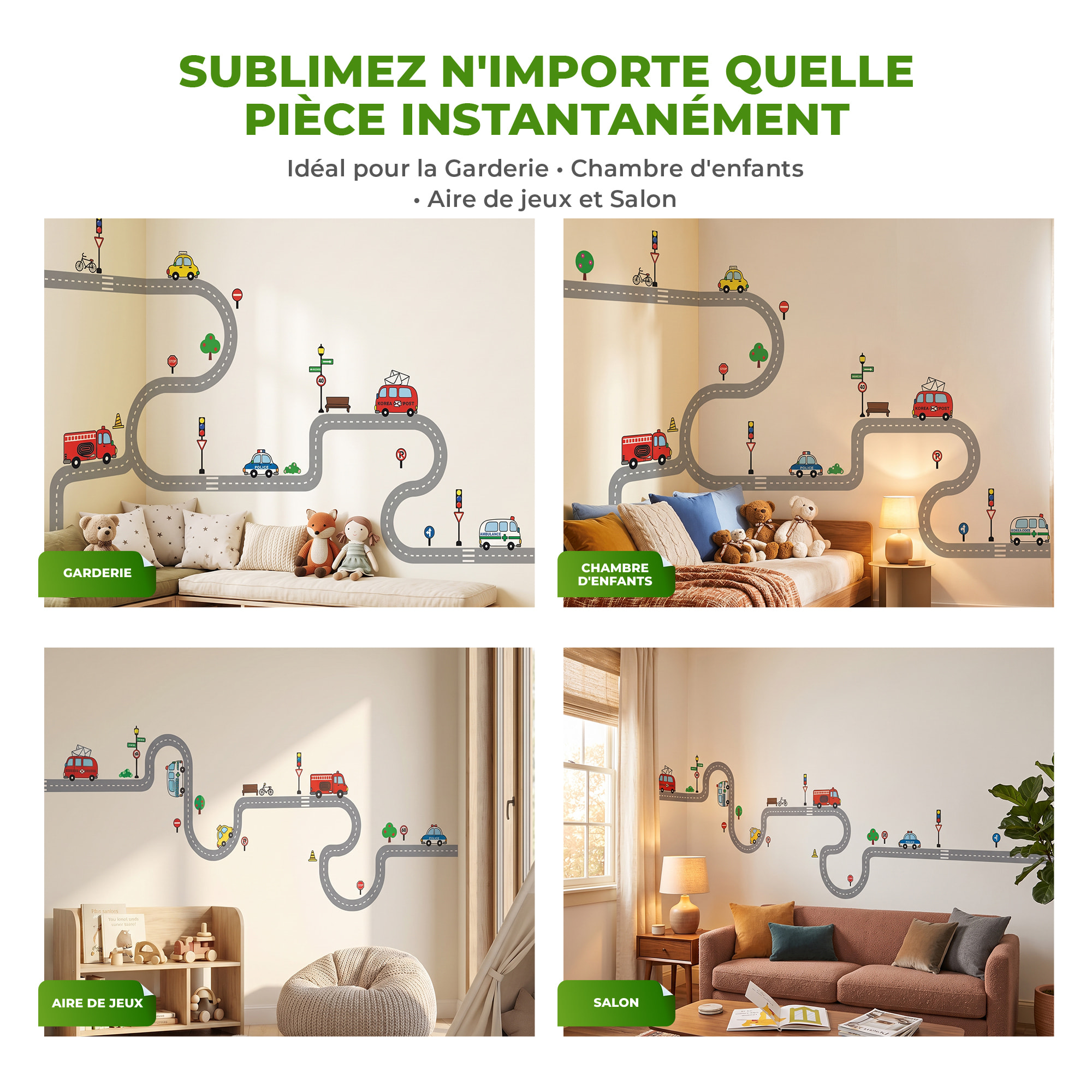 Stickers Muraux décoration adhésifs petites voitures