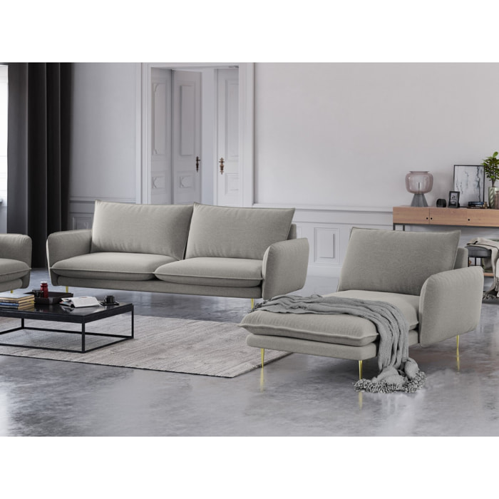 Méridienne droite "Vienna" en tissu structurel gris clair