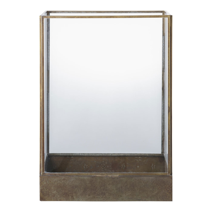 Lanterna Manali in vetro e metallo ottone anticato 25x36 cm