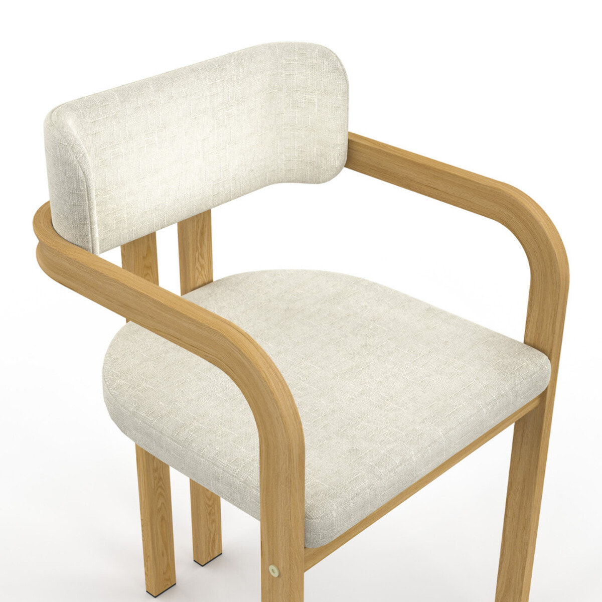 Chaises Elsa avec accoudoirs en tissu beige et pieds métal - lot de 2