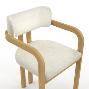 Chaises Elsa avec accoudoirs en tissu beige et pieds métal - lot de 2