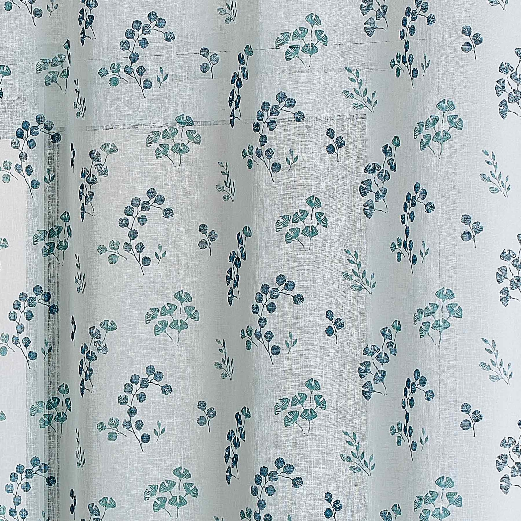 Voilage tamisant en étamine fleurie - Bleu