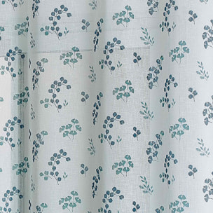 Voilage tamisant en étamine fleurie - Bleu