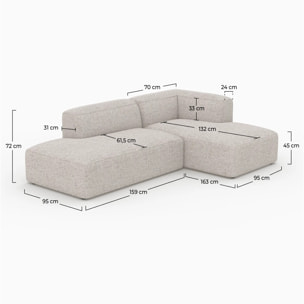 Canapé d'angle droit modulable en tissu beige 4 places - Hestia