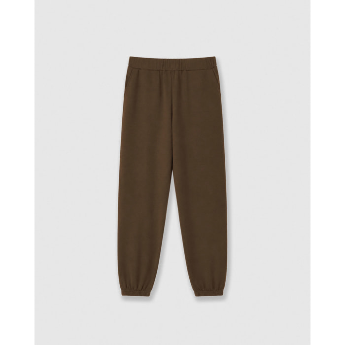 Pantalón jogger fluido liso marrón