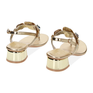 Sandali oro in laminato con pietre