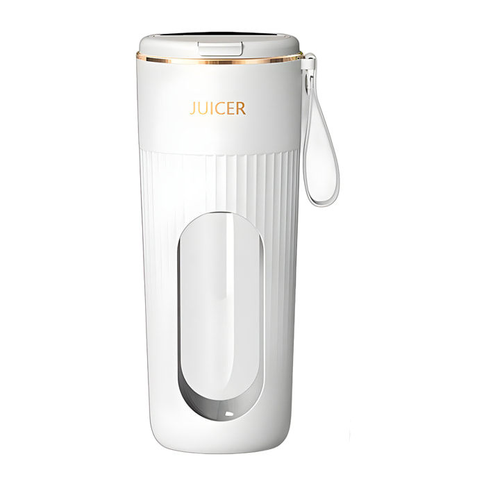 Mini batidora portátil de 340ml con 10 cuchillas de acero, pantalla LCD e inicio de seguridad por doble click.