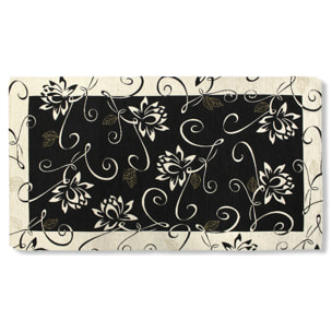 TAPPETO ARREDO DIS.NINFEA COL. NERO 65X175 CM CON ANTISCIVOLO