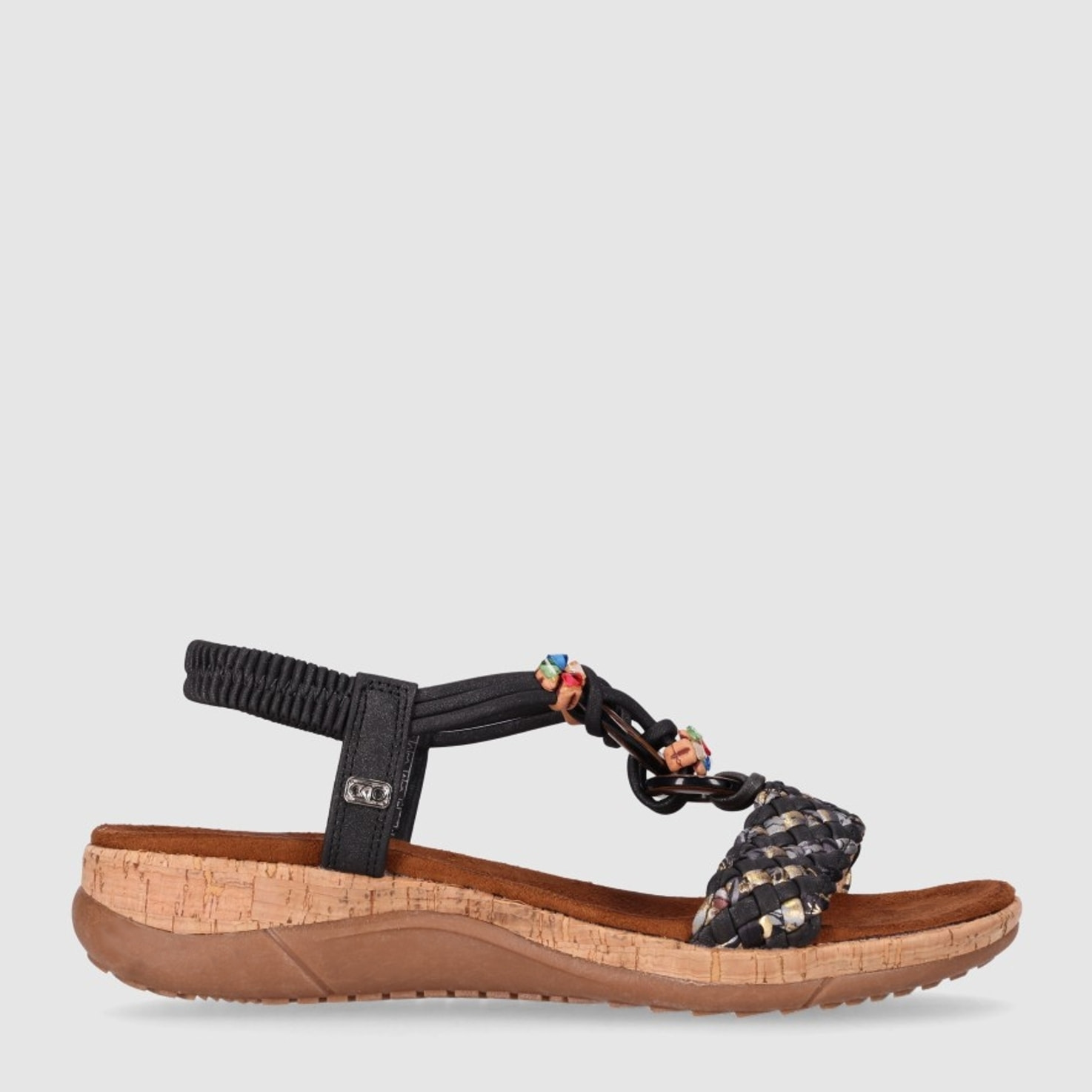 Sandalias de Piel Sintética - Negro - Tacón: 5 cm