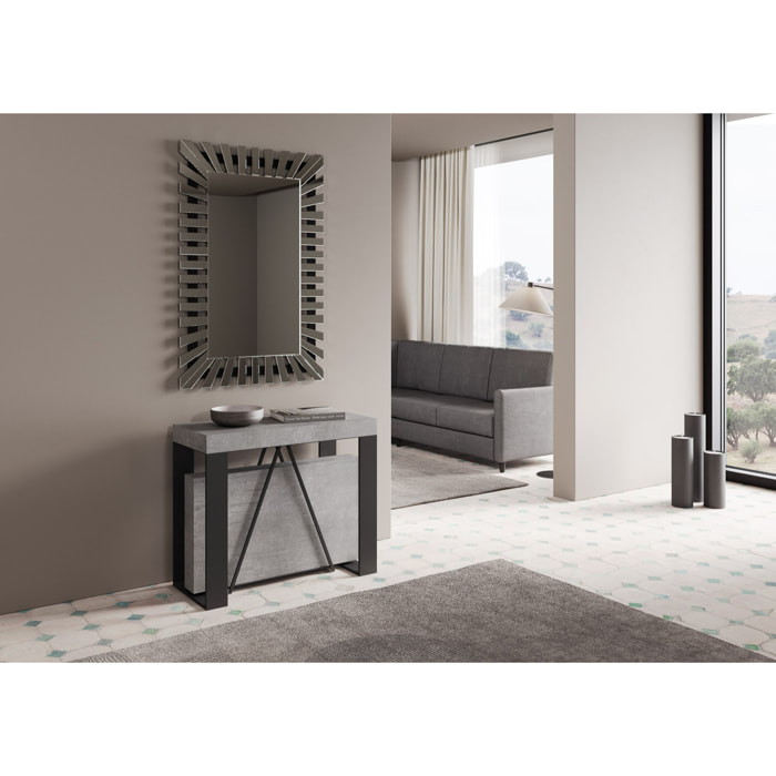 Consolle allungabile 90x40/196 cm Zamat Small cemento telaio antracite