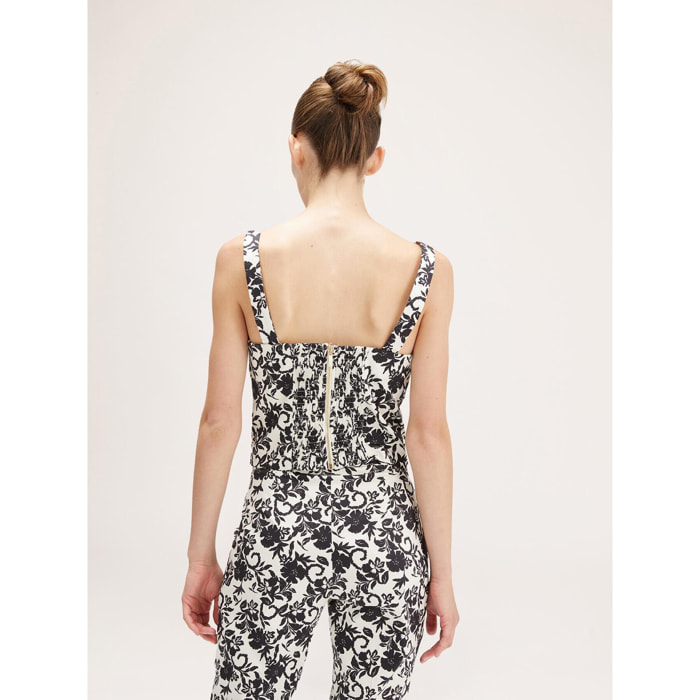 Motivi - Top bustier con estampado floral - Negro