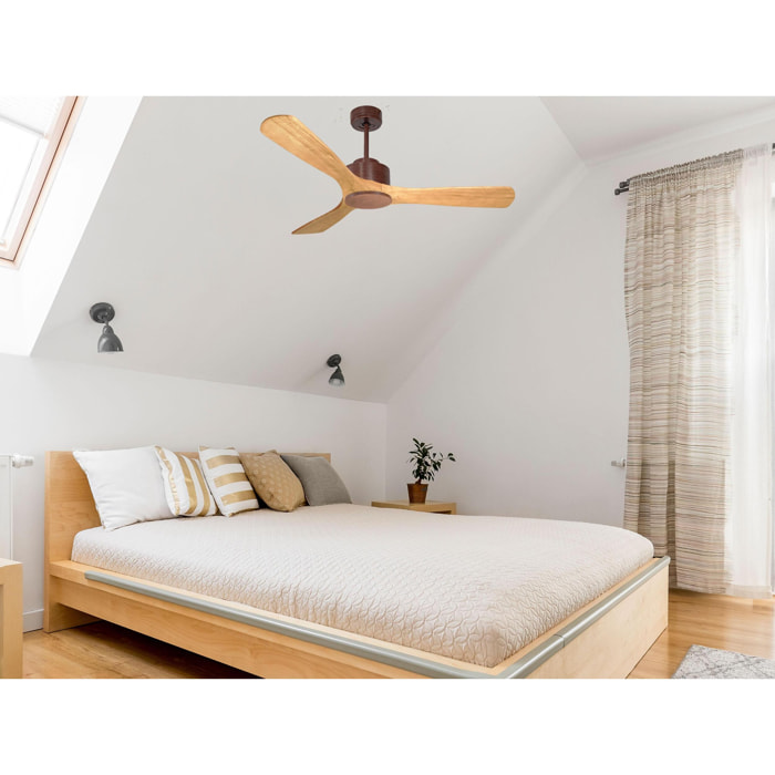 Ventilateur de plafond ø132 cm avec Wifi Réversible Hypersilence 40   W brun