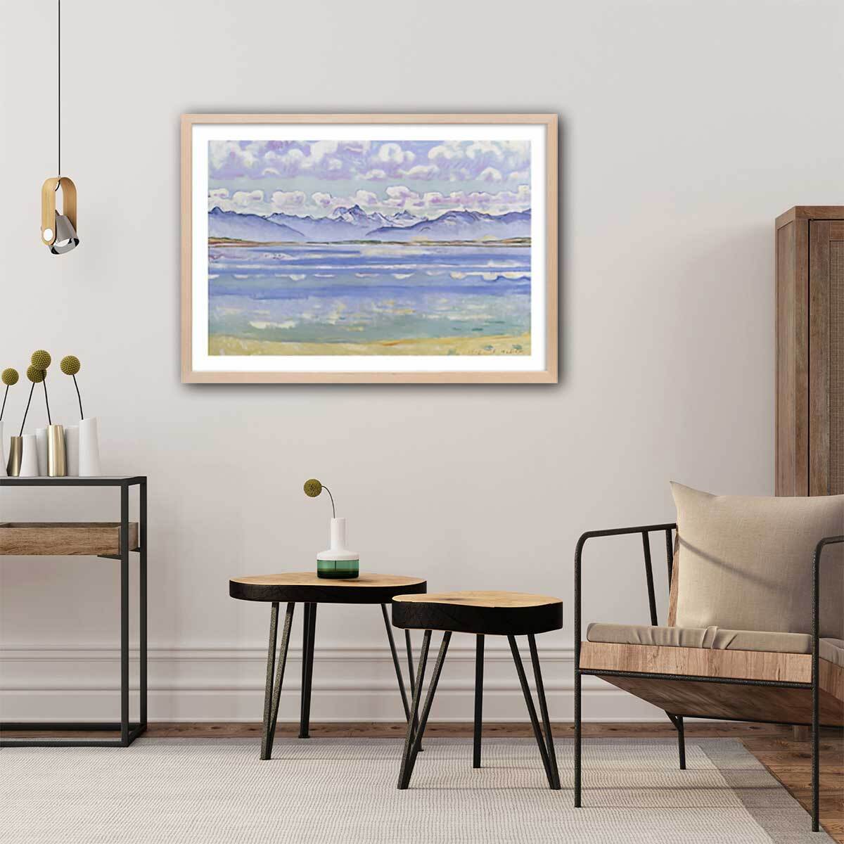 Poster Le Weisshorn vu du Montana - Ferdinad Hodler Affiche + cadre en bois - Chêne