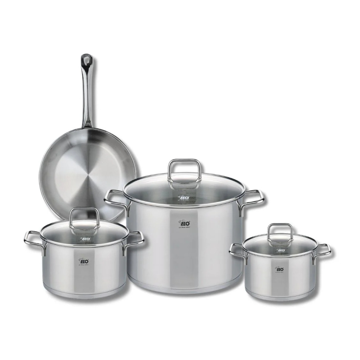 Ensemble de 1 Poêle de cuisson 24 cm et 3 faitouts 16, 20 et 26 cm Elo Profi Citrin