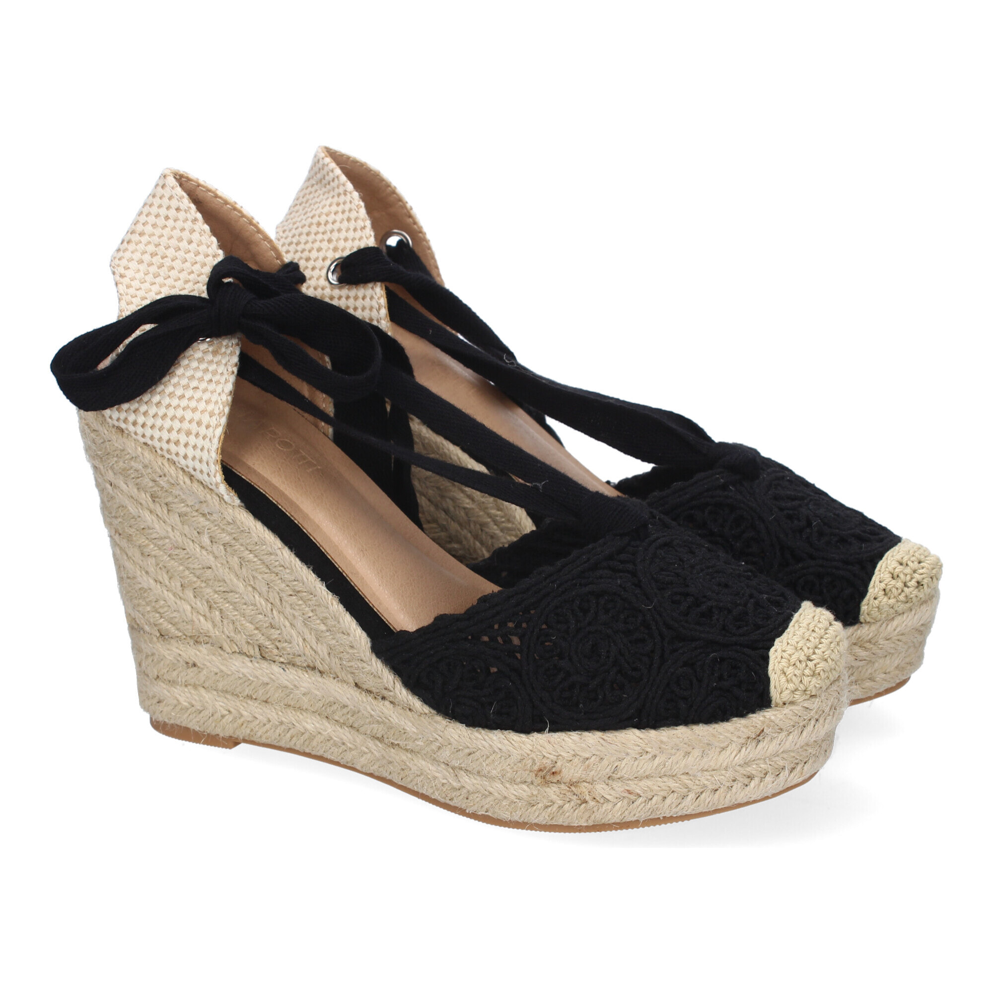 Sandalia de Cuña de Yute para Mujer, Diseño Comodo y Moderno, Elegante con Cintas