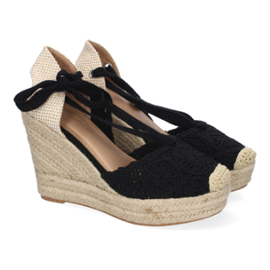 Sandalia de Cuña de Yute para Mujer, Diseño Comodo y Moderno, Elegante con Cintas