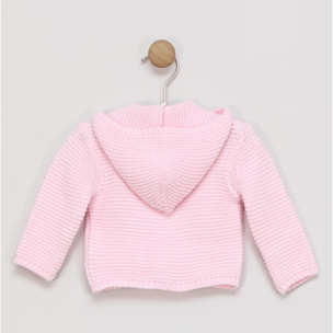 Cardigan con cappuccio rosa