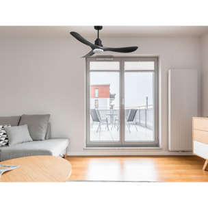 Ventilador de techo Reversible Termostato Dimable Wifi Motor DC Techos Inclinados Mando a Distancia Luz tres tonos Hypersilence Memoria TiomanD132C04LED64622 PURLINE