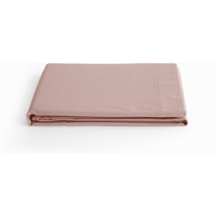 Drap plat percale pur coton peigné longues fibres 80 fils/cm² Vent du sud - Rose - 180 x 290 cm pour lit 1 place