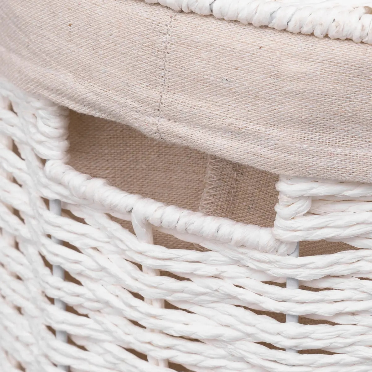 Panier à linge rond 40L "Vannerie" blanc