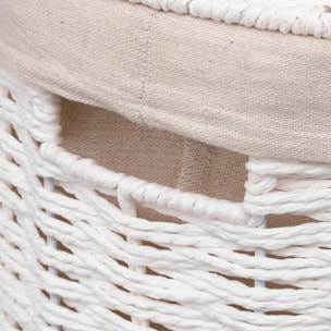 Panier à linge rond 40L "Vannerie" blanc