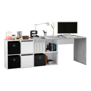 Mesa Escritorio Office 74x136x139 Cm Blanco Artik Y Cemento