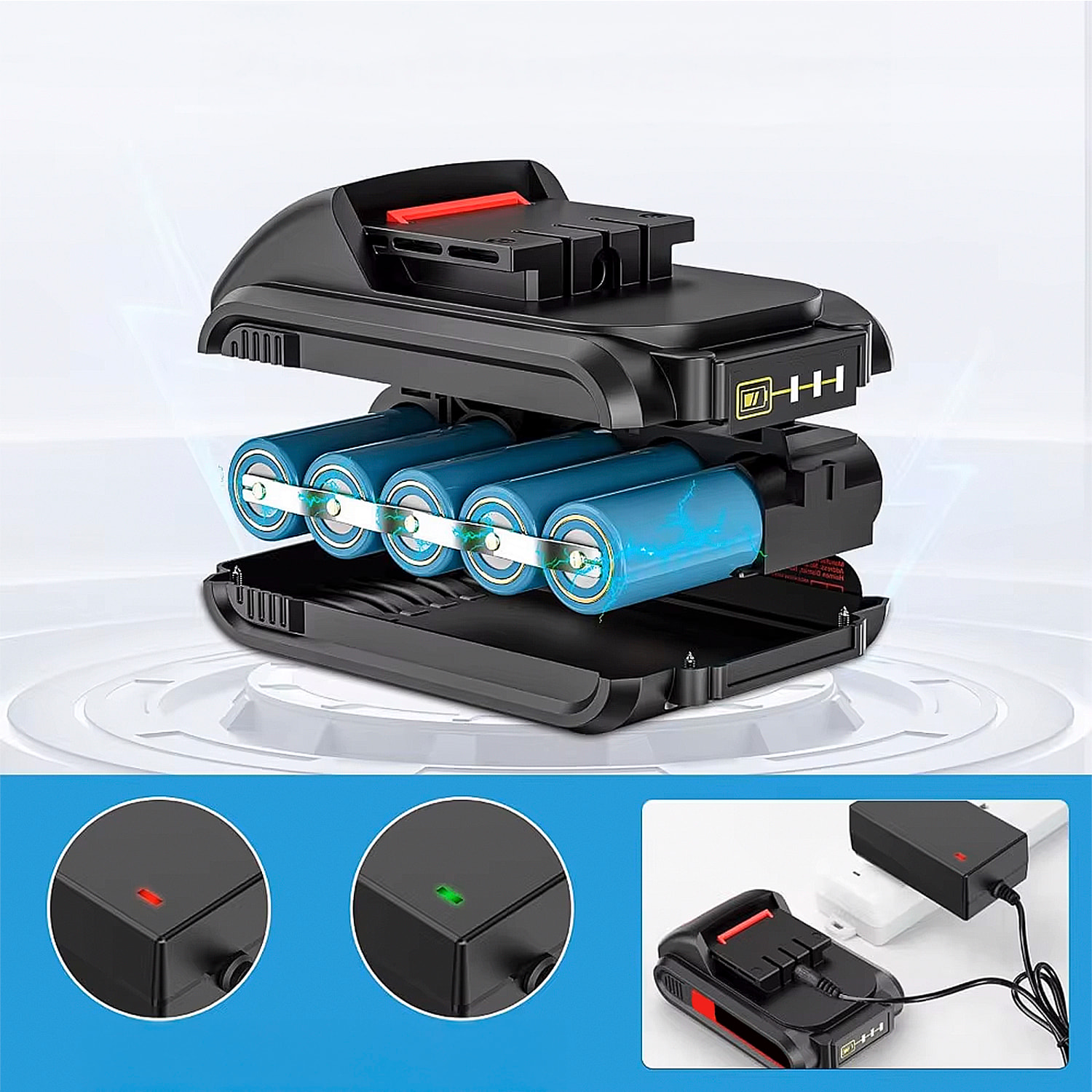 Cacciavite elettrico e trapano, con batteria, set di accessori e valigetta