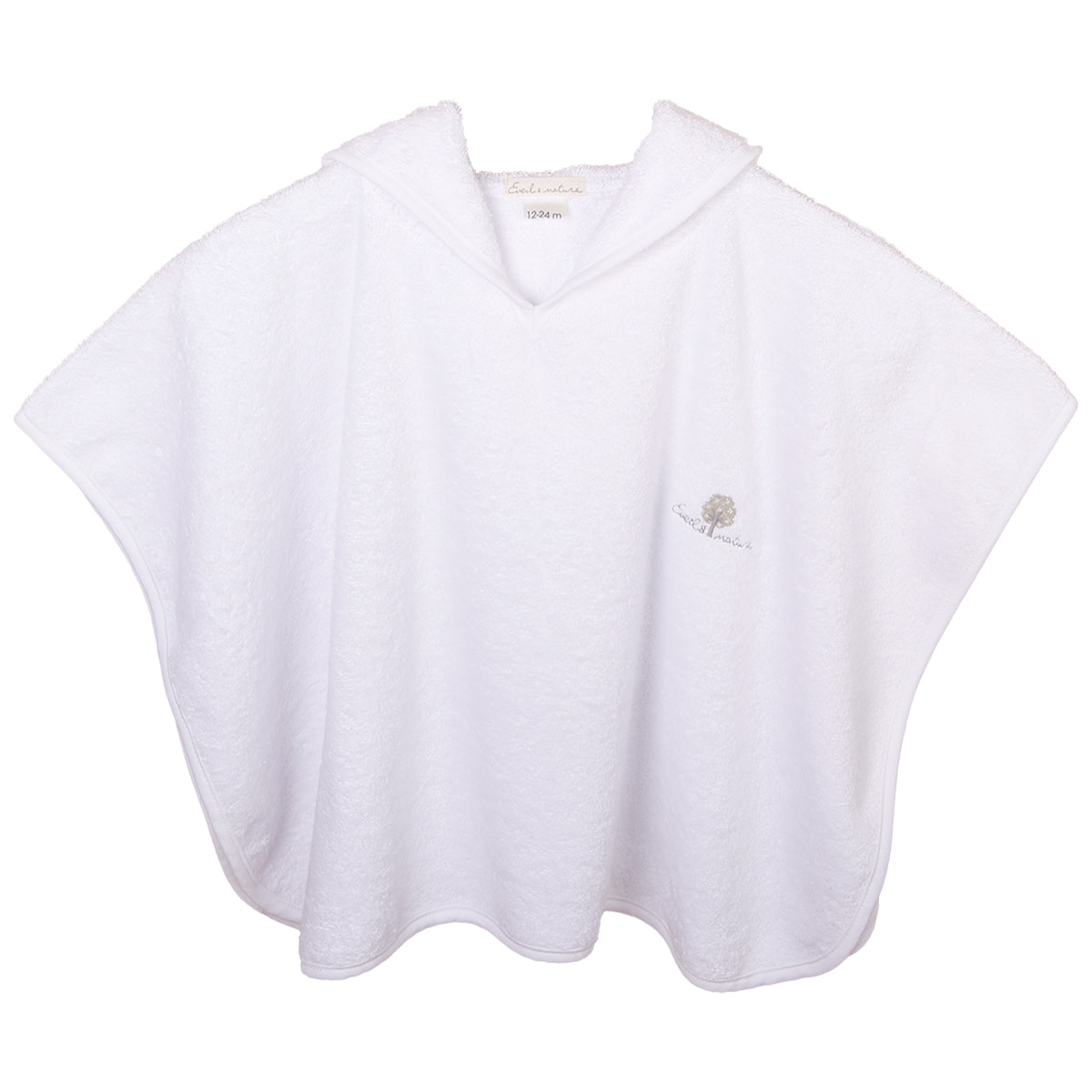 Poncho Eponge 0-24 mois Coton bio Blanc