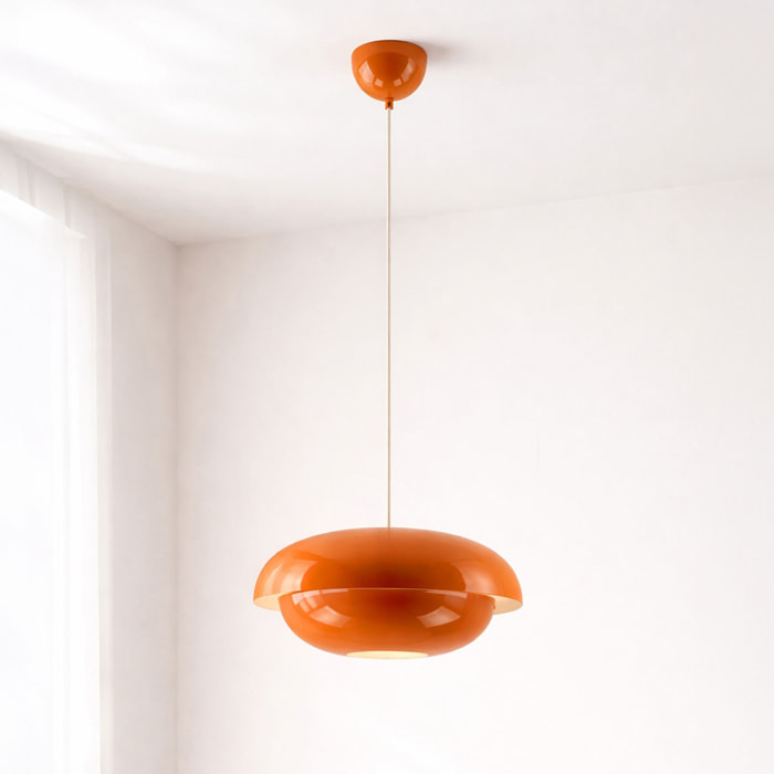 Suspension ronde en métal orange CHLOE