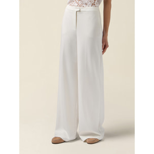 Oltre - Pantaloni palazzo in tessuto soft touch - Bianco