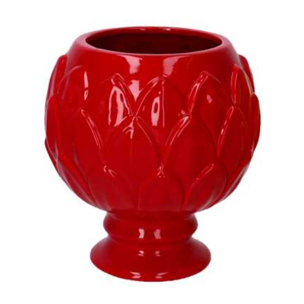 Vaso calice in ceramica rosso cm ø20,5h21,5