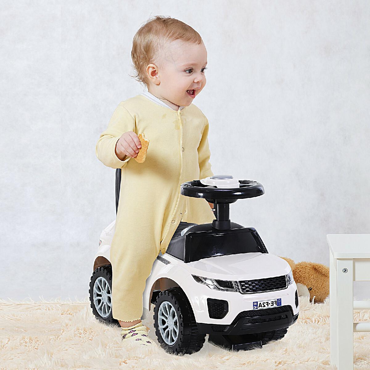 Porteur enfants voiture 12-36 mois coffre klaxon blanc