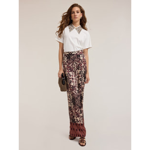 Motivi - T-shirt con colletto ricamato con pietre - Bianco