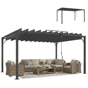 Pérgola de Jardín 3x4 m, Cenador de Jardín con Techo de Lamas Orientables a 135°, Estructura de Aluminio, Protección UPF50+, Pabellón para Exterior, Patio, Terraza, Gris Oscuro