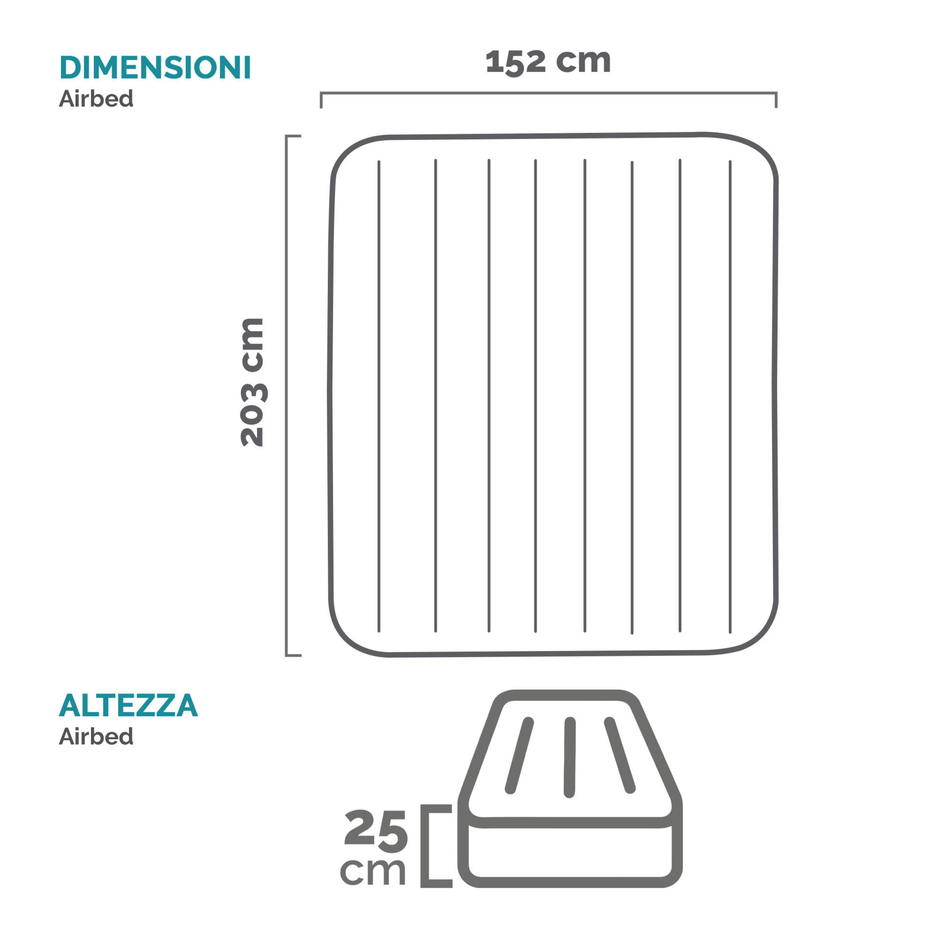 Intex Materasso Gonfiabile Dura-Beam Classic Downy Matrimoniale, 152x203x25 cm