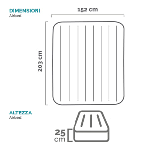 Intex Materasso Gonfiabile Dura-Beam Classic Downy Matrimoniale, 152x203x25 cm