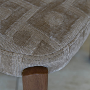 Lot de 2 chaises de table en tissu et bois taupes SUZIE
