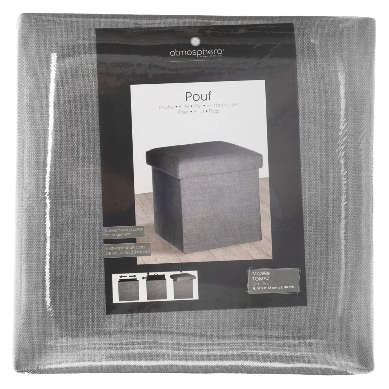 Pouf pliant "Tomaz" gris clair