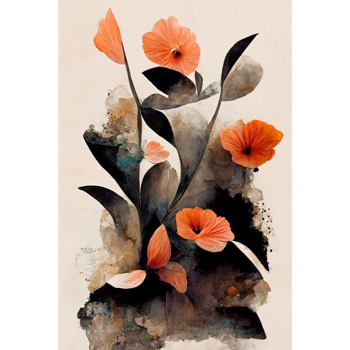 Tableau nature morte fleur corail  Toile imprimée