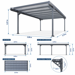Carport Grande longueur - Toit monopente - Alizé 16