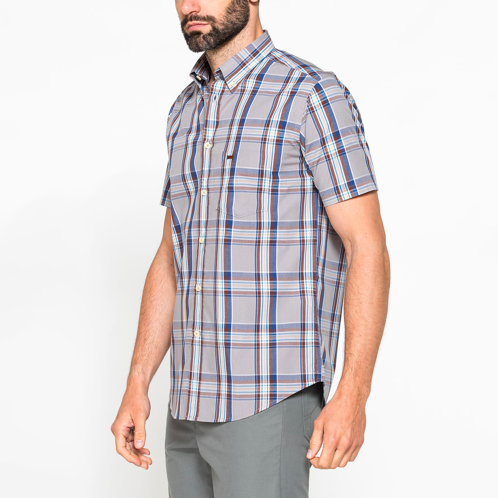 CAMICIA A MANICA CORTA IN COTONE CON FANTASIA