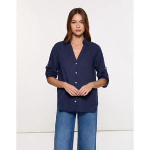 Camisa Manga Larga Azul Marino - Astromi