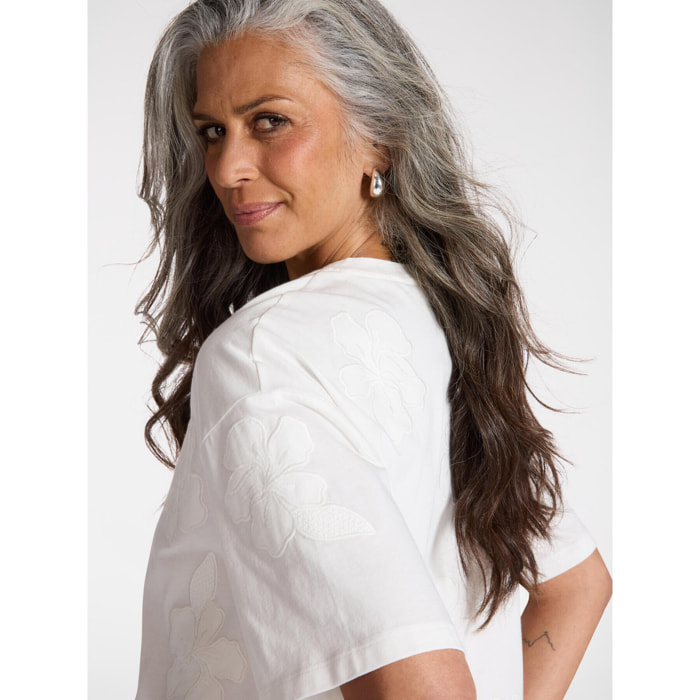 Elena Mirò - Camiseta bordada - Blanco